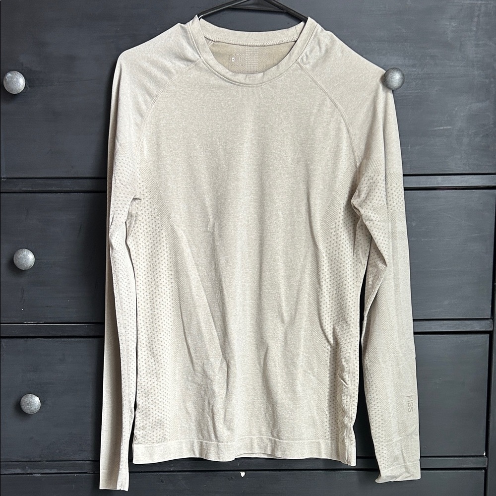 Figs Light Beige Long Sleeve under scrubs